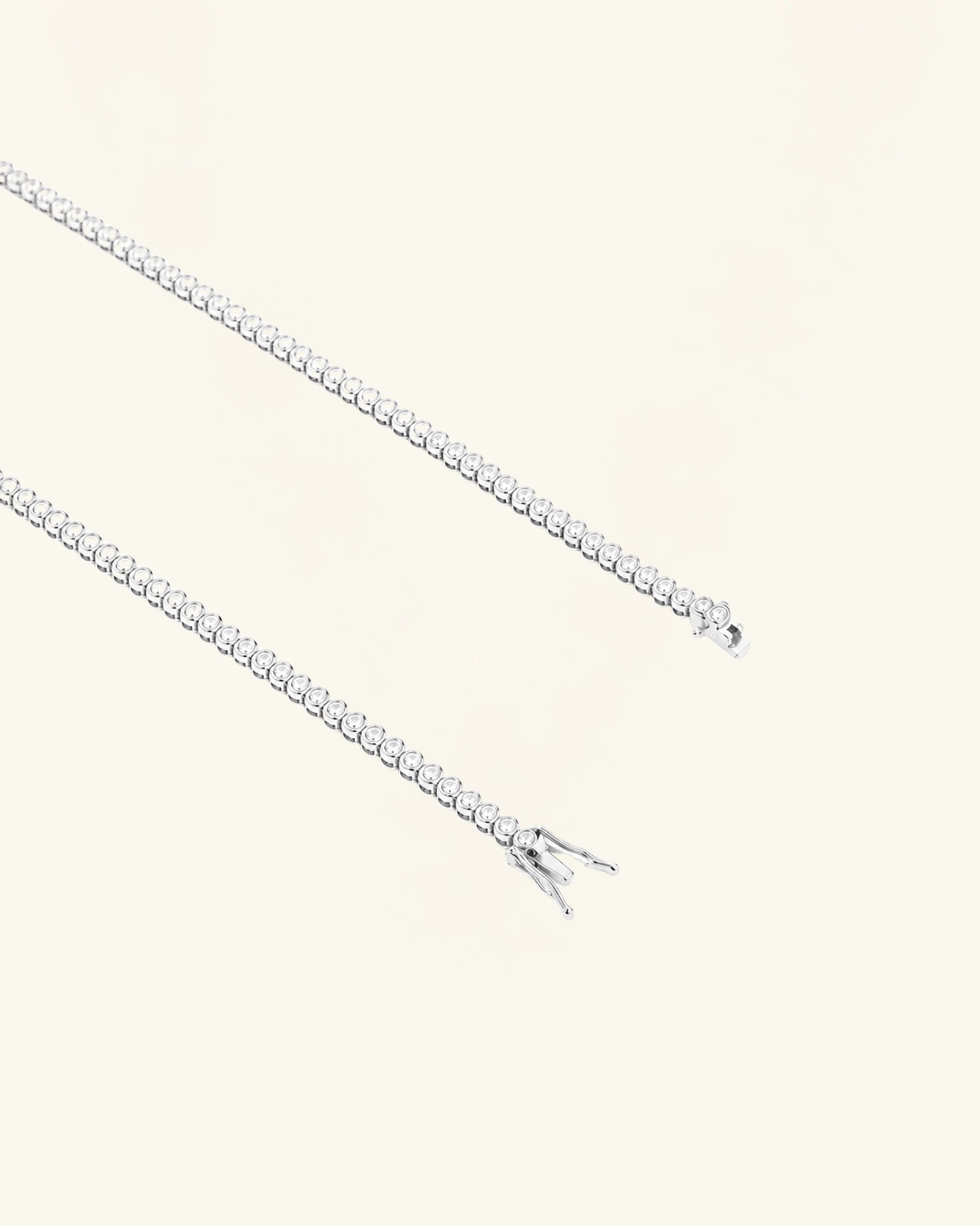 Bezel Moissanite Tennis Necklace 3mm