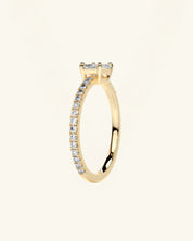 East West Radiant Solitaire Pavé Moissanite Ring