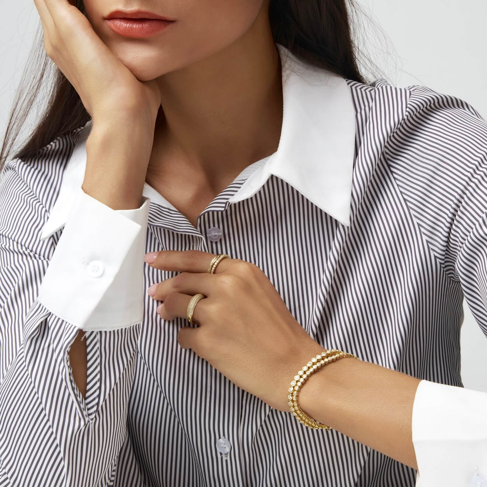 Pavé Moissanite Slim Dome Ring