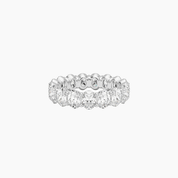 7 ct oval-cut moissanite eternity ring in white gold vermeil, front view.