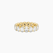 7 ct oval-cut moissanite eternity ring in yellow gold vermeil, front view.