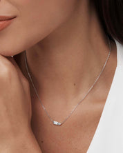 Moissanite Baguette Round Necklace