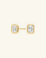 Radiant Cut Bezel Moissanite Stud Earrings