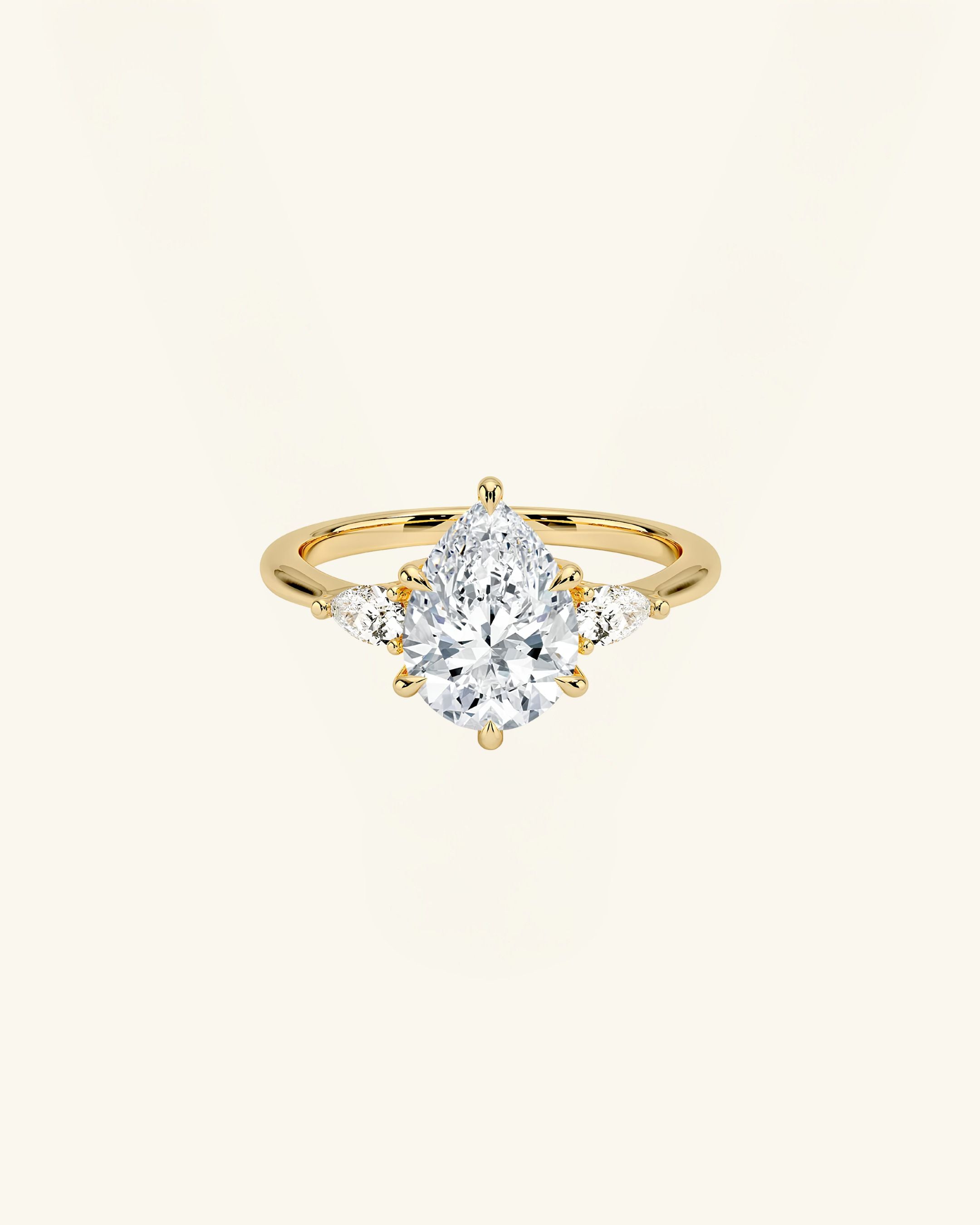Three Stone Pear Cut Moissanite Ring