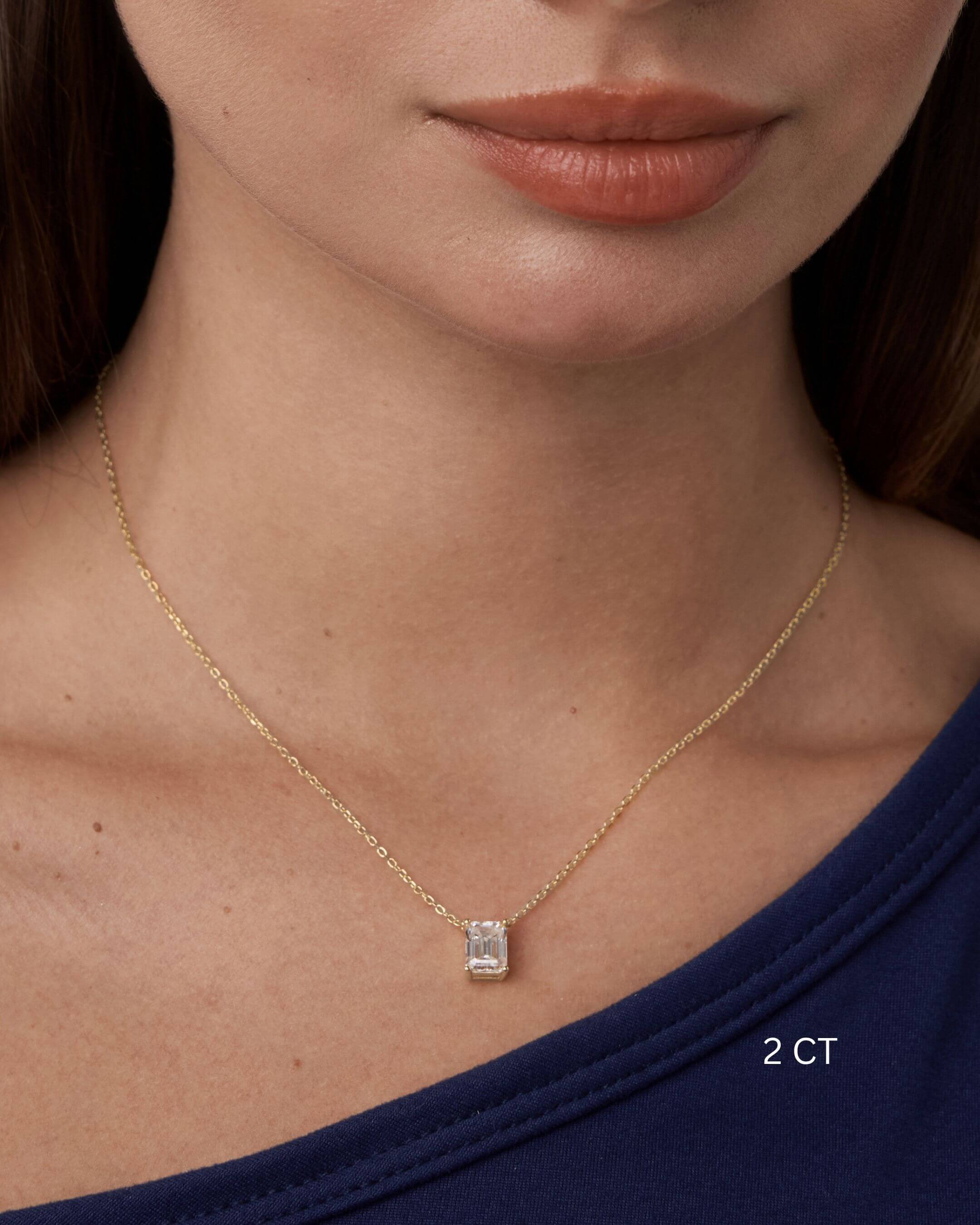 Emerald Cut Moissanite Necklace