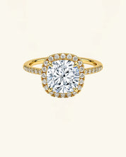 Cushion Cut Moissanite Halo Pavé Ring