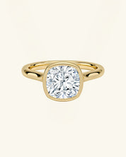 Cushion-Cut Moissanite Bezel-Set Solitaire Ring