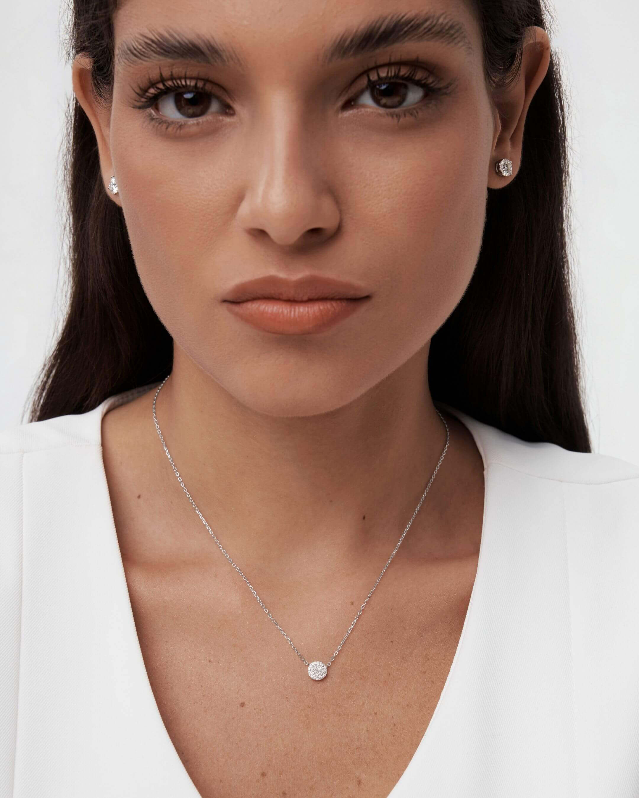 Pavé Moissanite Round Necklace