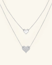 Layered Pavé Moissanite Heart Necklace