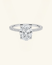 Oval Cut Pavé Hidden Halo Moissanite Ring
