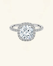 Cushion Cut Moissanite Halo Pavé Ring