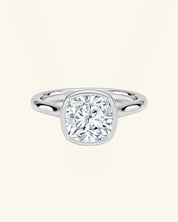 Cushion-Cut Moissanite Bezel-Set Solitaire Ring