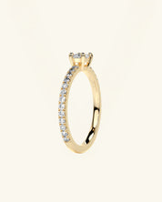 East West Marquise Solitaire Pavé Moissanite Ring