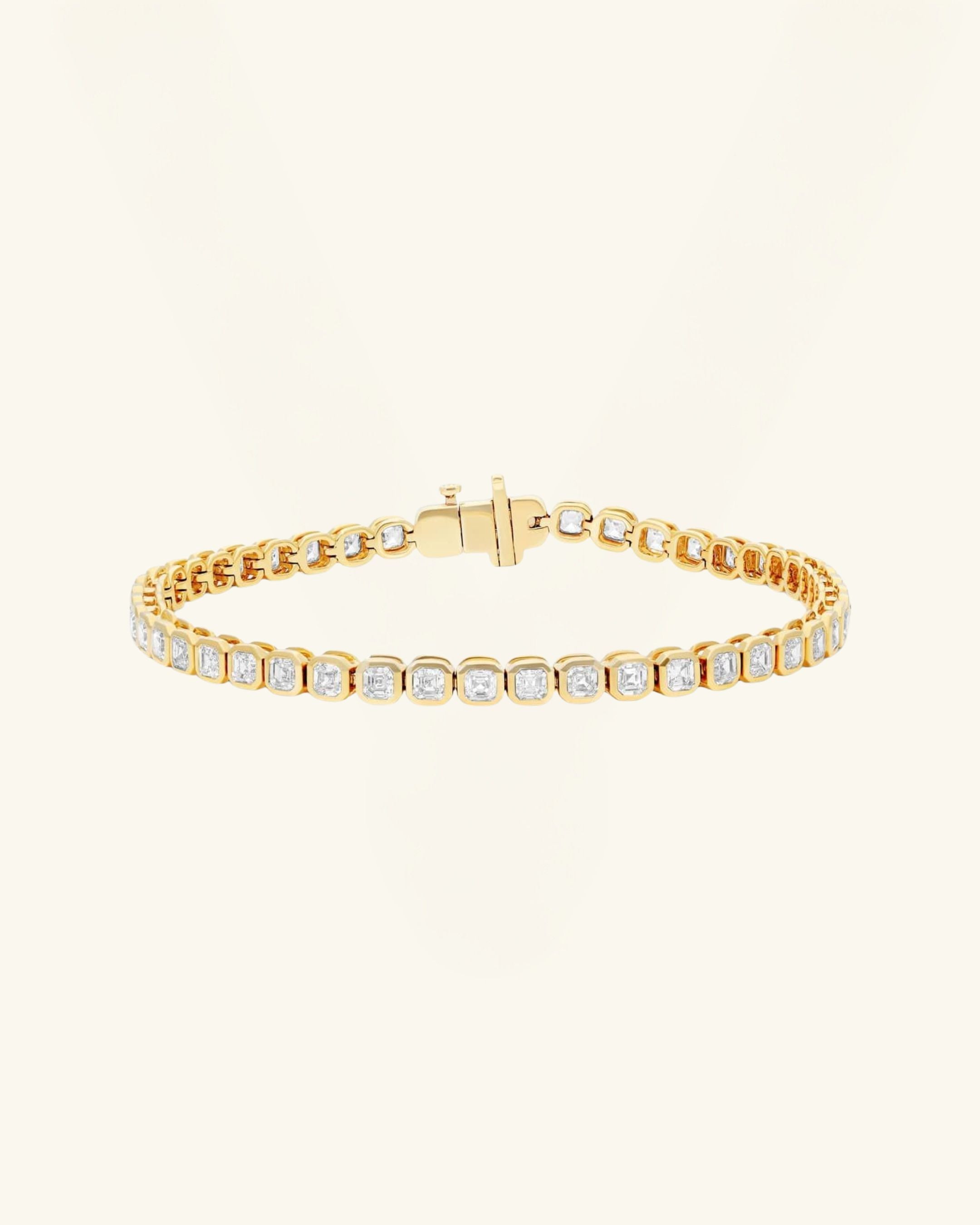 Asscher Cut Bezel Moissanite Tennis Bracelet