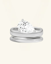 Pear-Cut Moissanite Double-Band Solitaire Ring