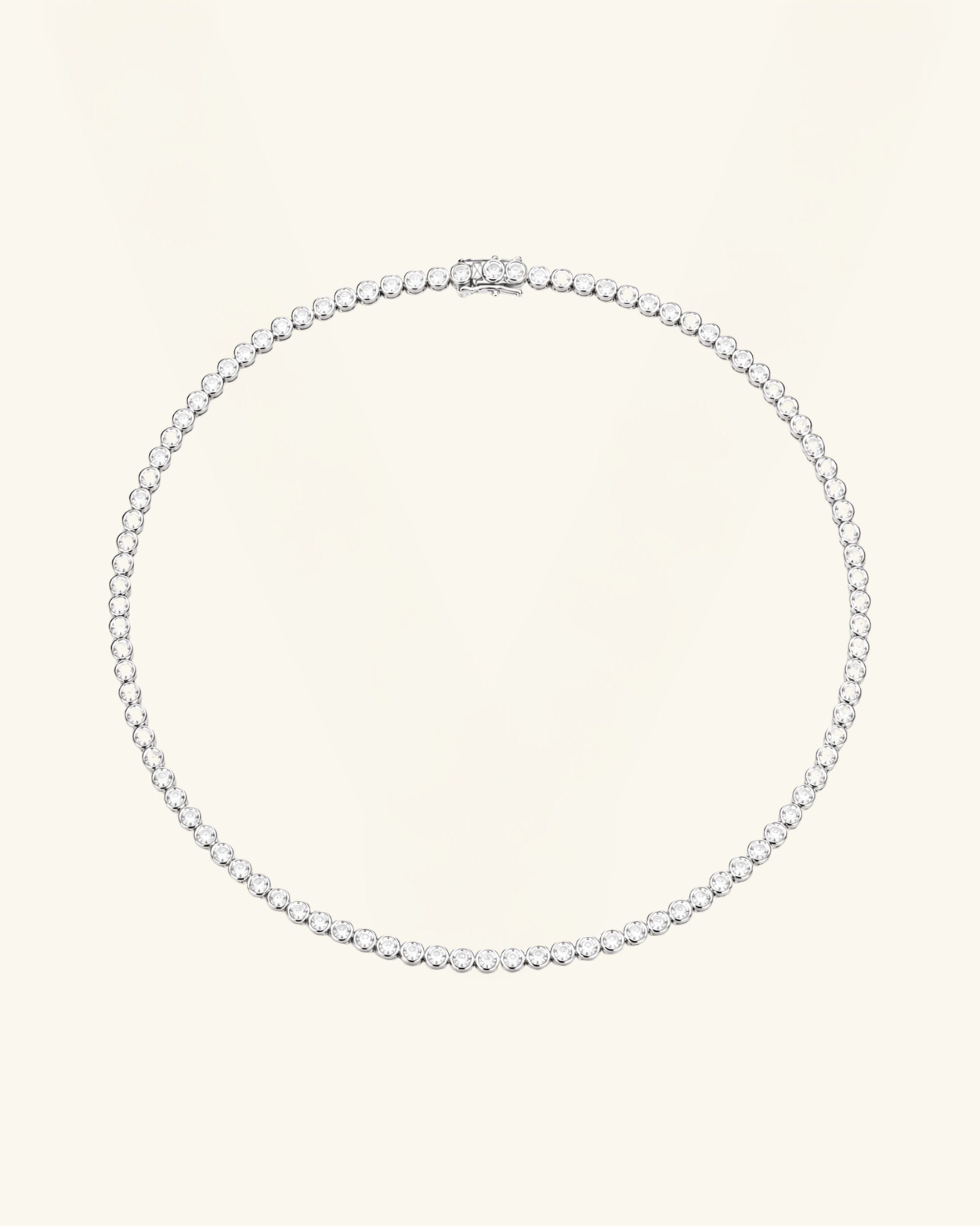 Bezel Moissanite Tennis Necklace 4mm