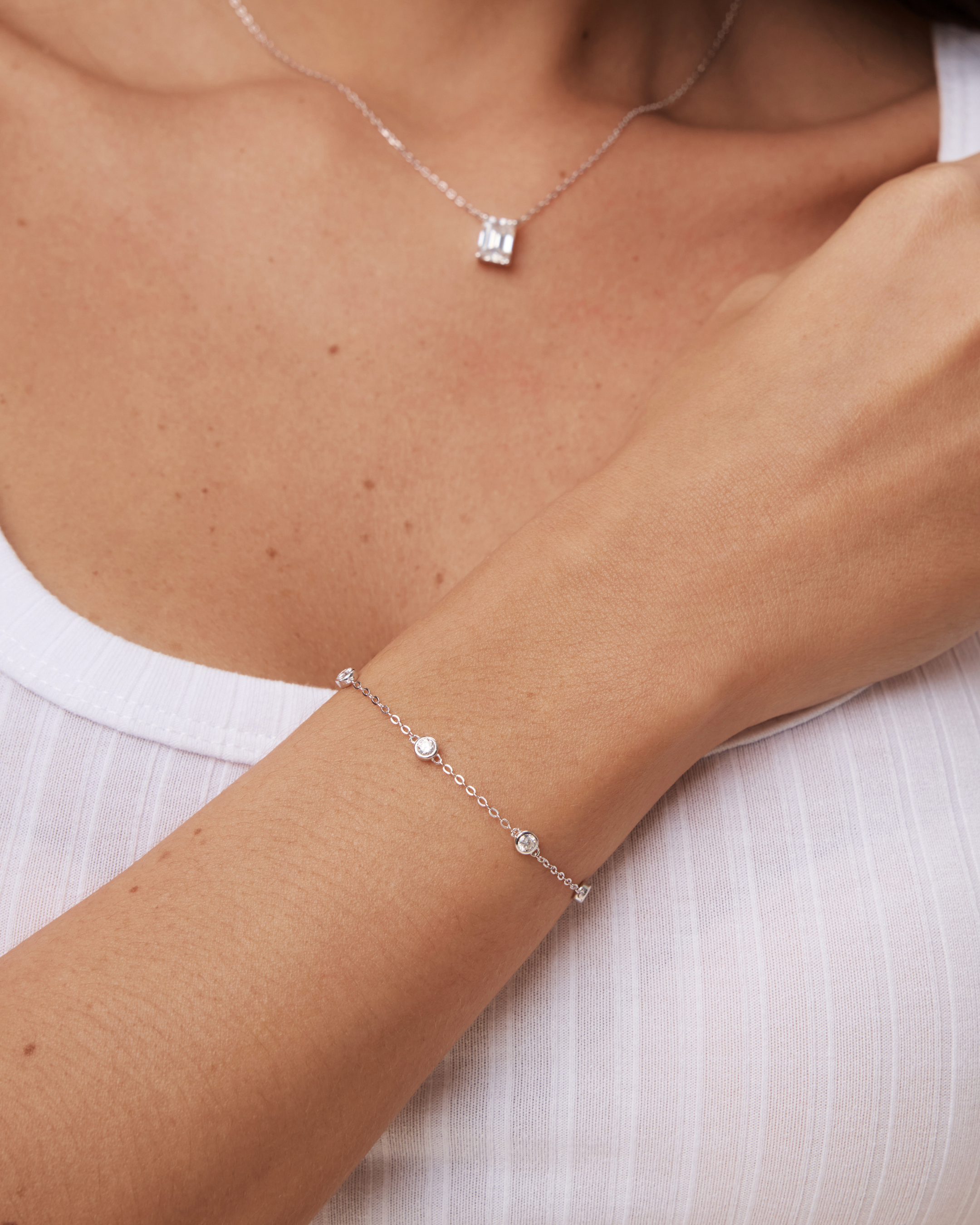 Multi Moissanite Station Bracelet