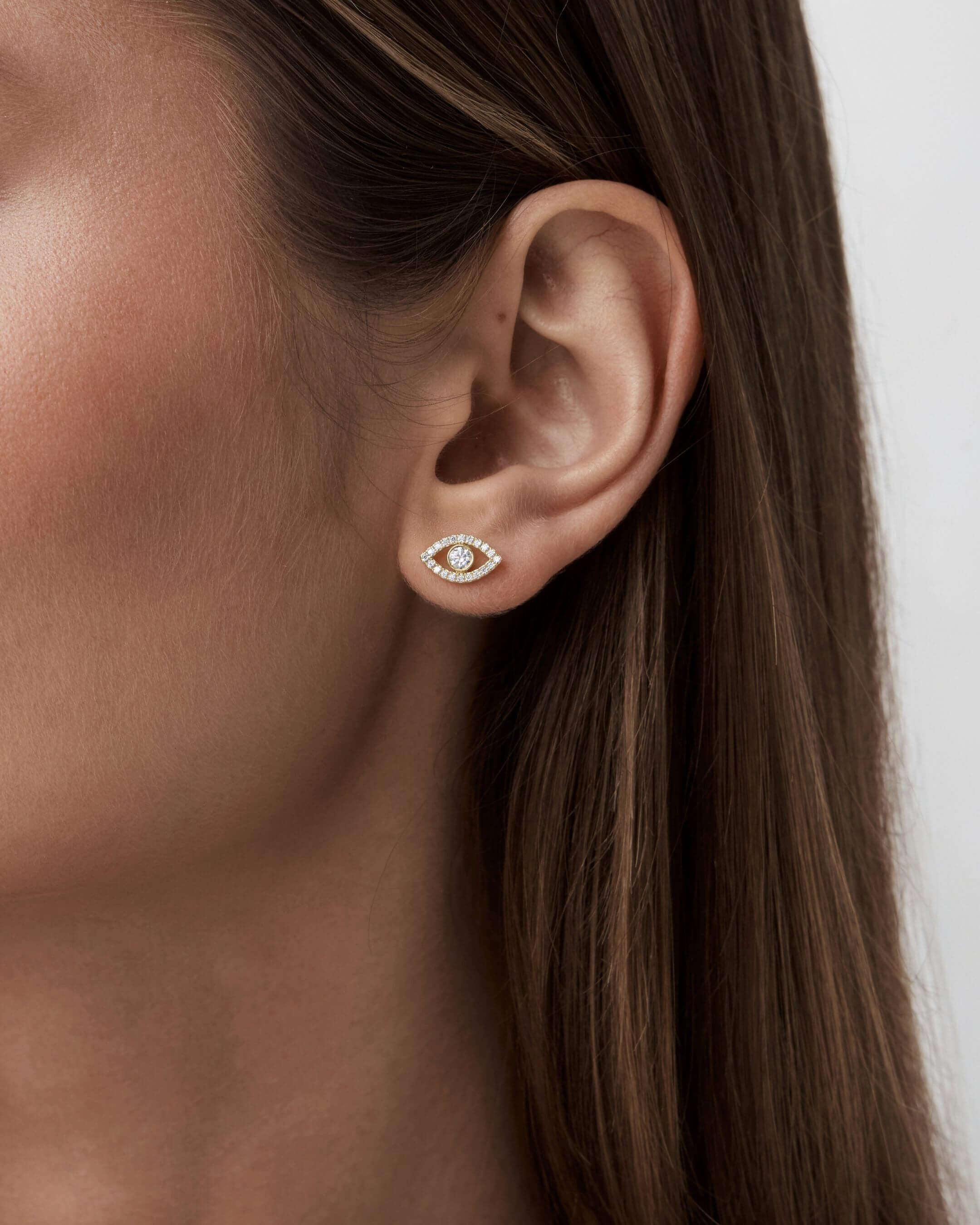 Pavé Moissanite Evil Eye Stud Earrings