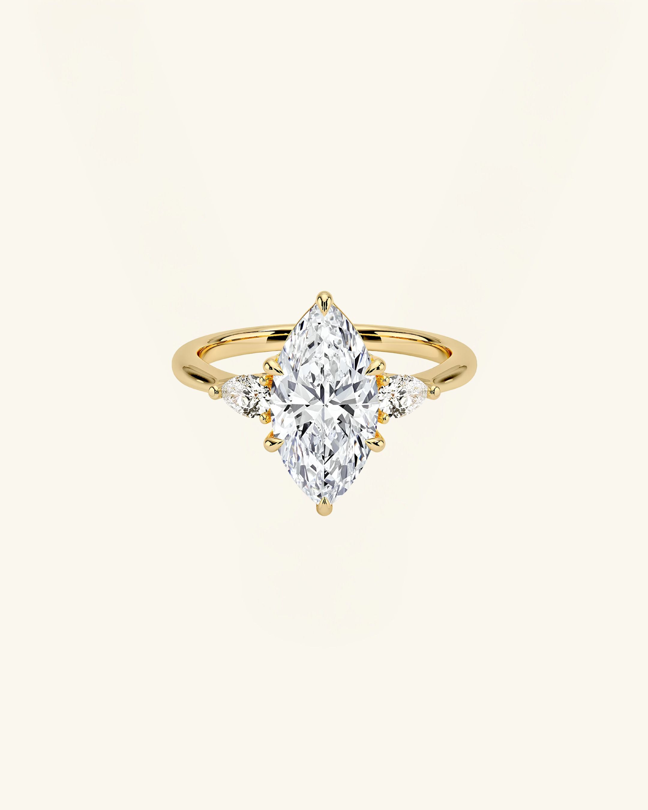 Three Stone Marquise Cut Moissanite Ring