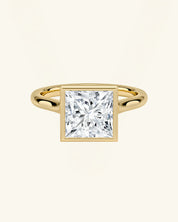 Princess-Cut Moissanite Bezel-Set Solitaire Ring