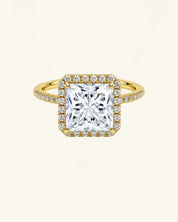 Princess Cut Moissanite Halo Pavé Ring