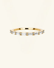 East West Emerald Cut Half Eternity Moissanite Ring