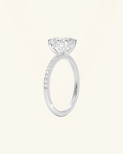 Oval Cut Pavé Hidden Halo Moissanite Ring