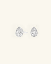 Pear Cut Bezel Moissanite Stud Earrings