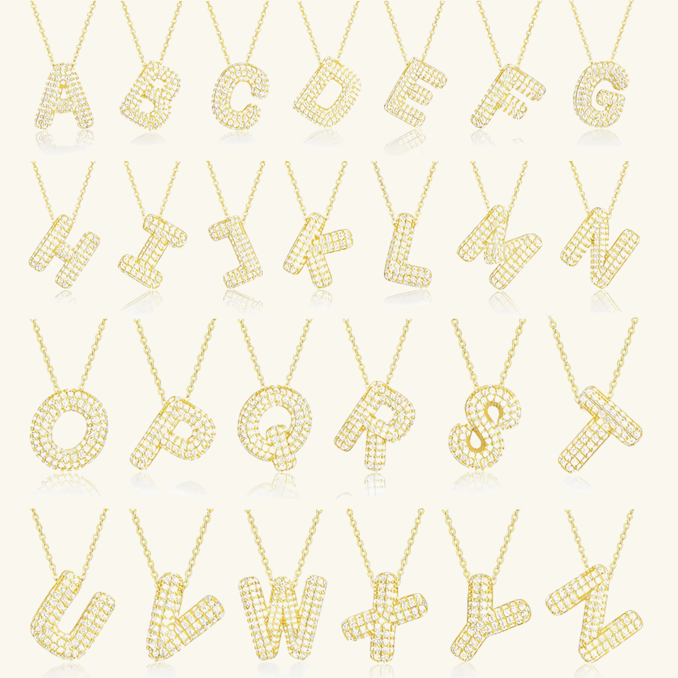 Moissanite Bubble Letter Necklace