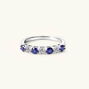 Moissanite & Lab-Grown Sapphire Half Eternity Ring