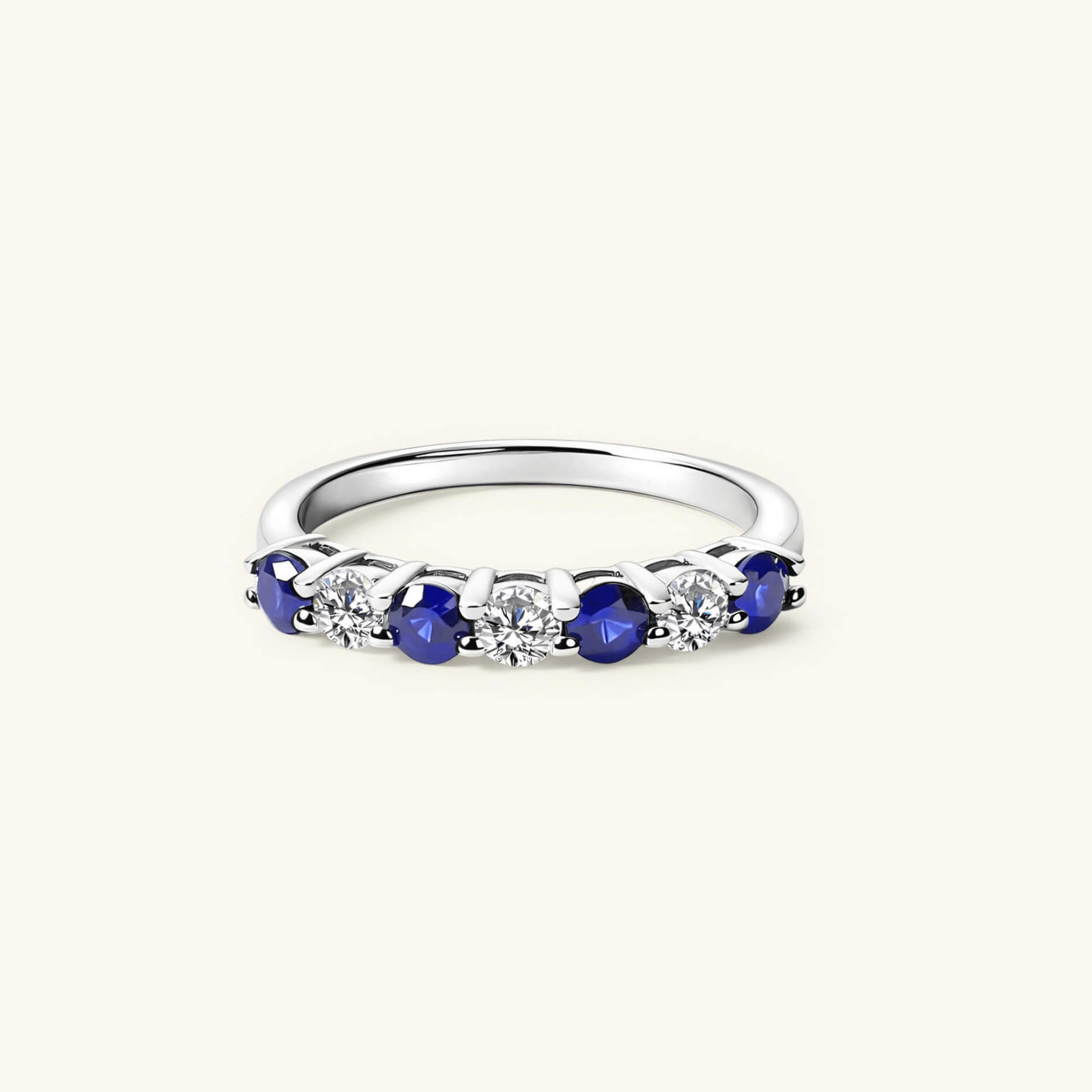 Moissanite & Lab-Grown Sapphire Half Eternity Ring