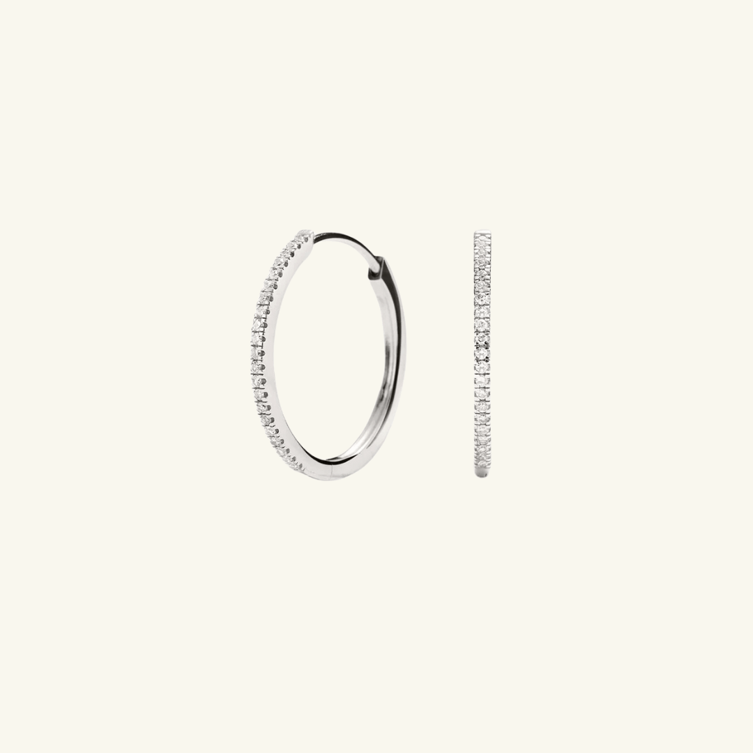 Pavé Moissanite Medium Hoops