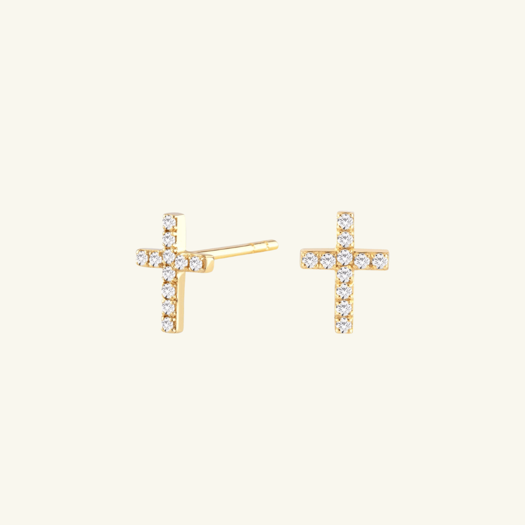 Moissanite Cross Stud Earrings