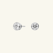 Bezel Set Moissanite Stud Earrings