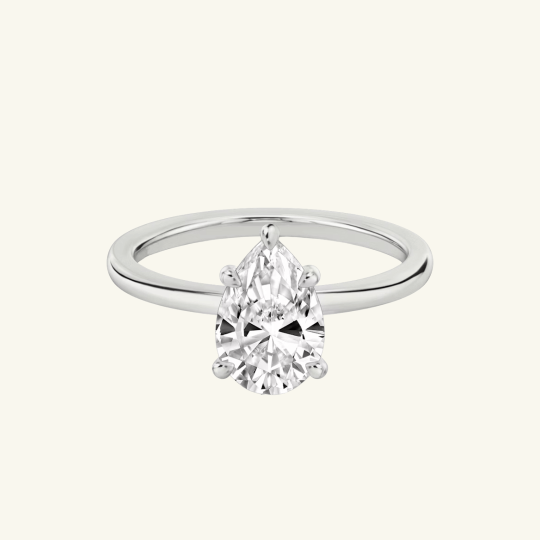 2ct Moissanite Pear Cut Solitaire Ring