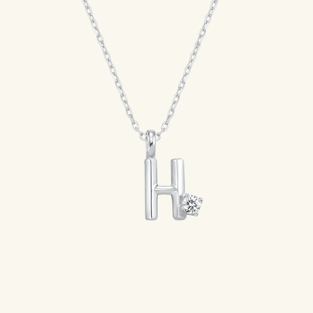 Single Moissanite Letter Necklace