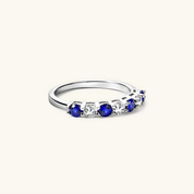 Moissanite & Lab-Grown Sapphire Half Eternity Ring