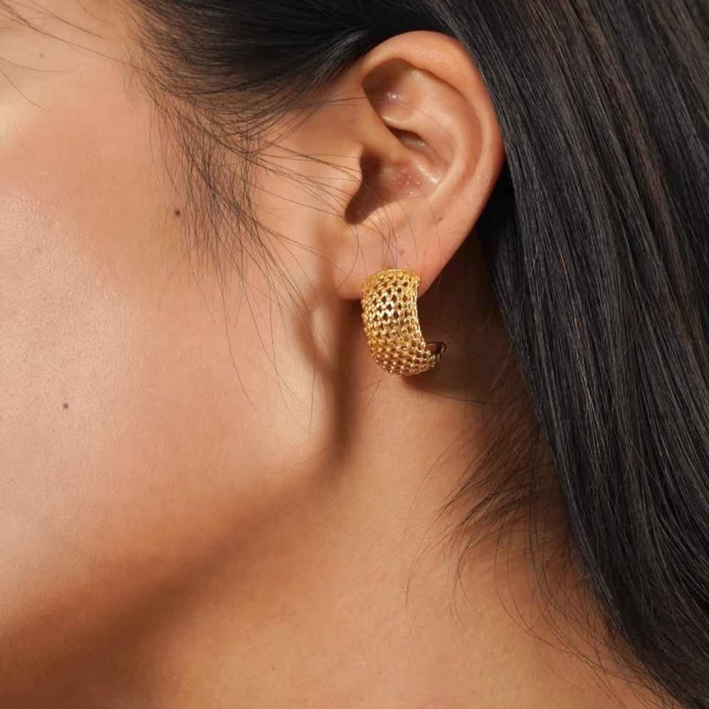 Grid Hoop Earrings - Women's Earrings - Someone & HerOwn