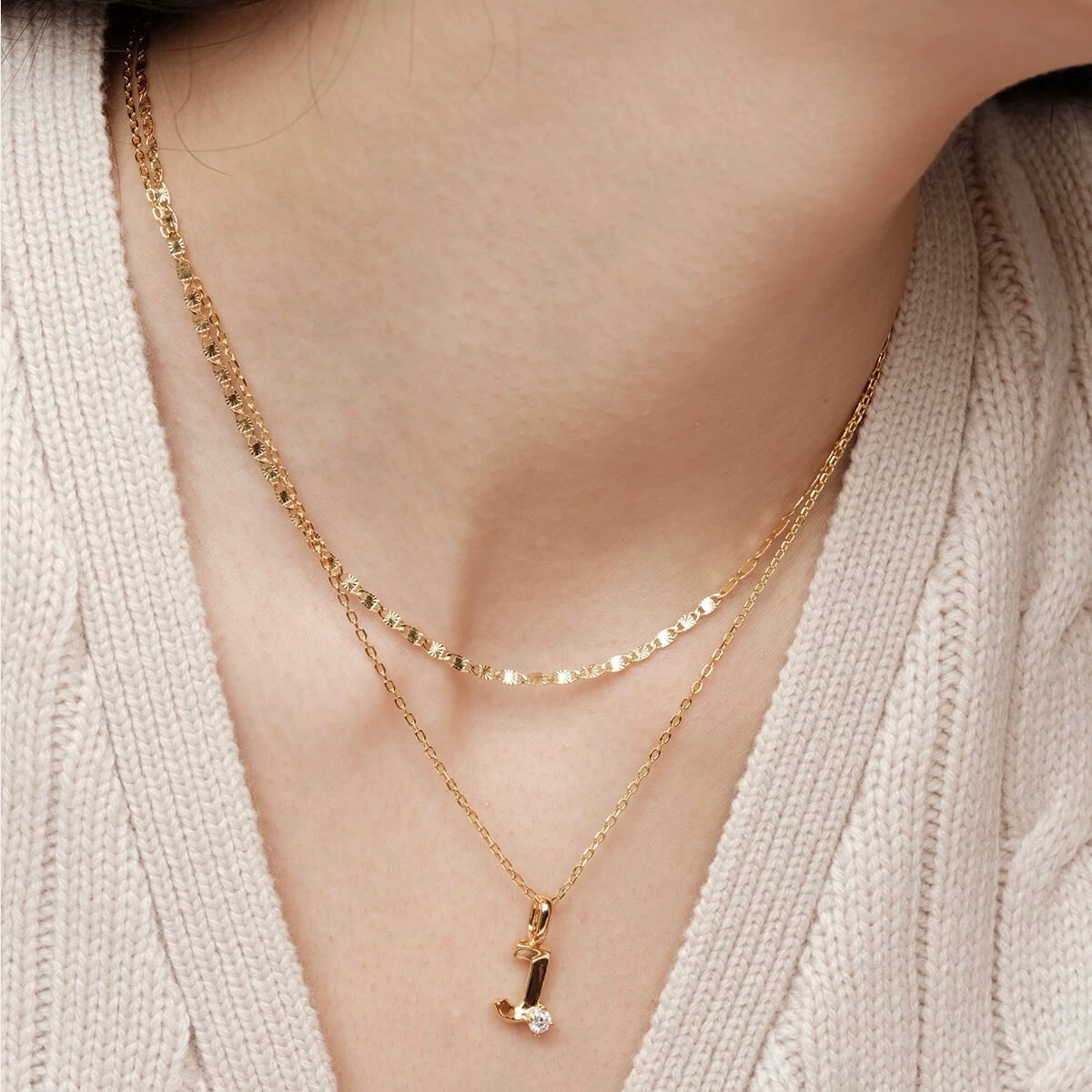 Single Moissanite Letter Necklace