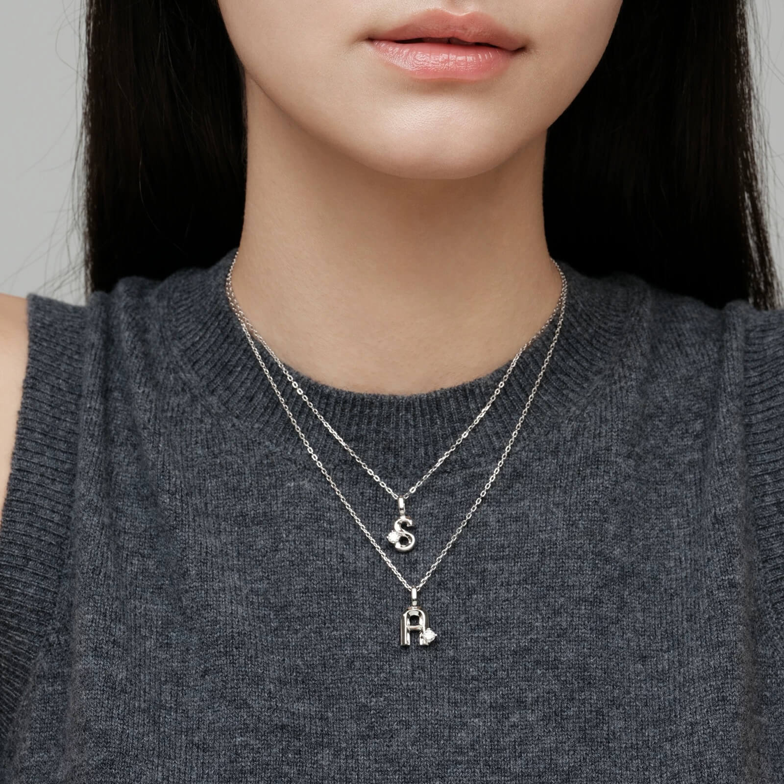 Single Moissanite Letter Necklace