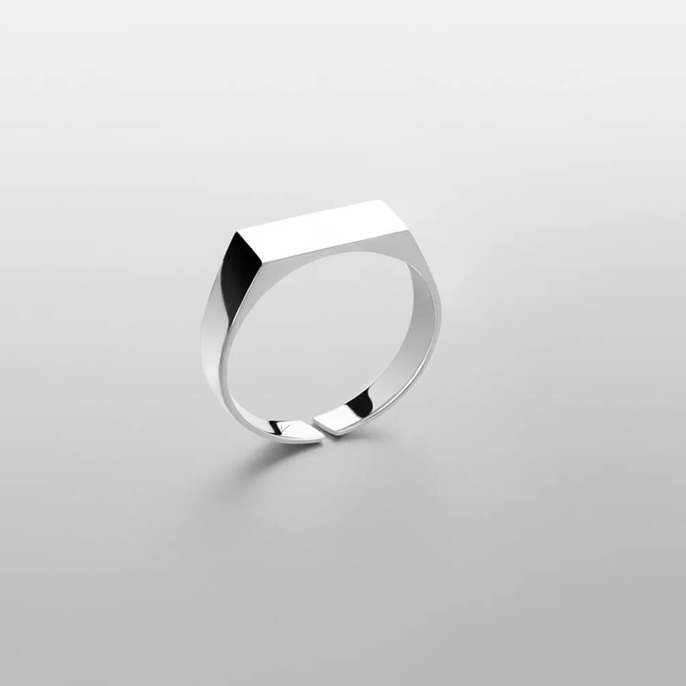 Slim Rectangular Signet Ring Men