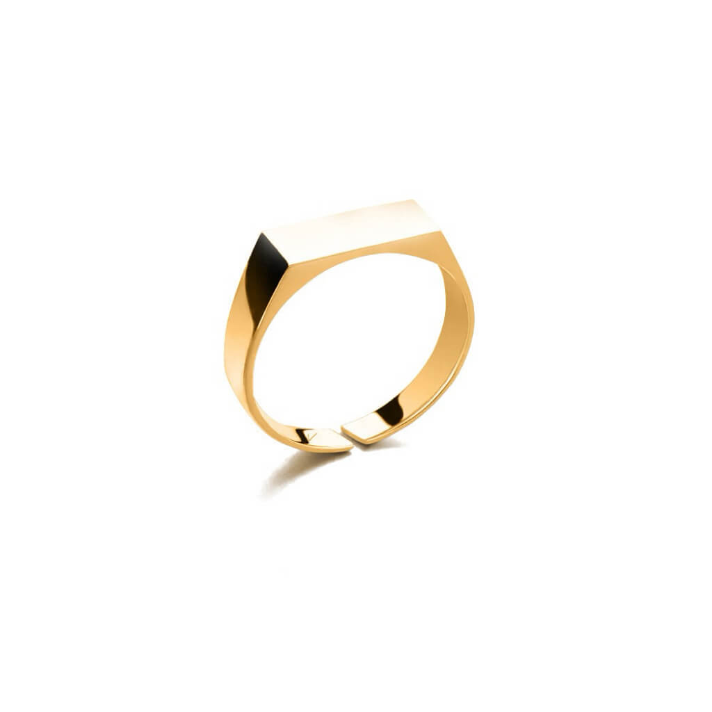 Slim Rectangular Signet Ring Men