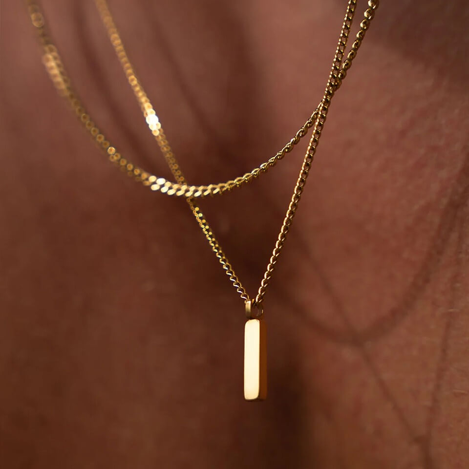 Minimal Chain Pendant Necklace Men