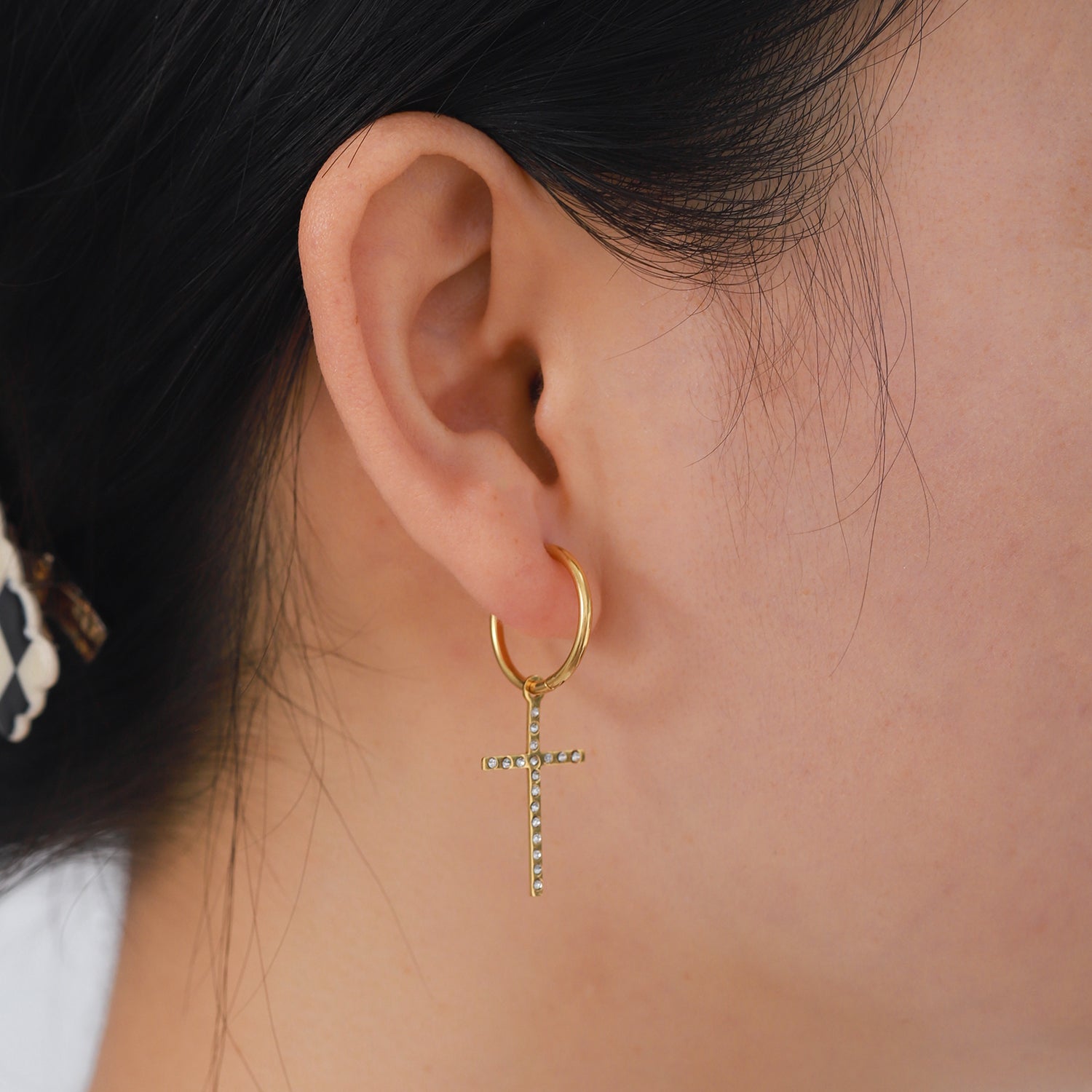 Cross Hoop Earrings