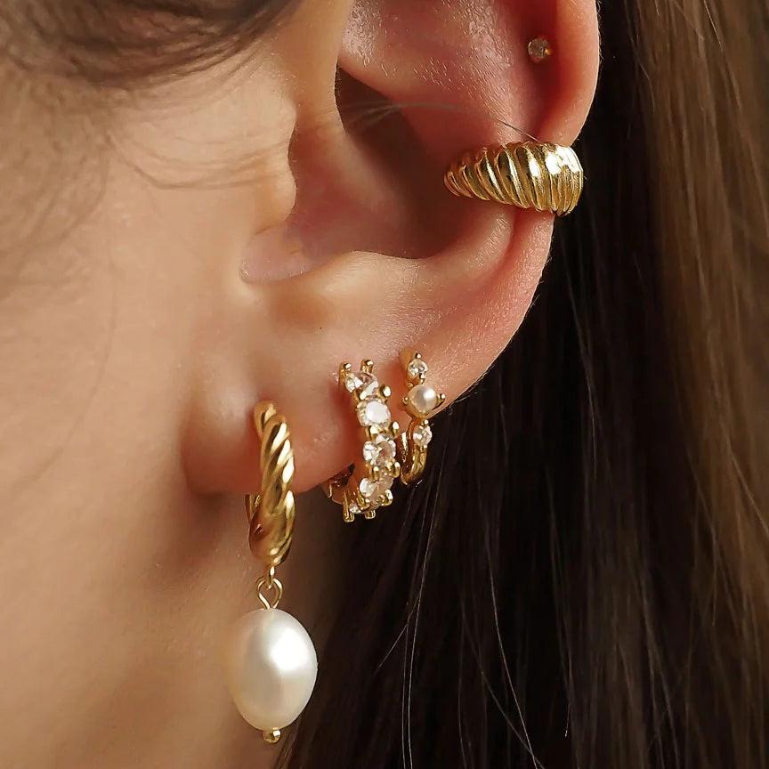 Pearl Drop Hoops