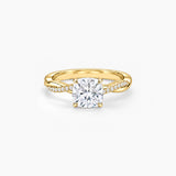 Cushion-Cut Moissanite Twisted Pavé Ring