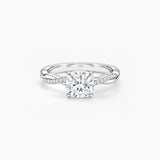 Cushion-Cut Moissanite Twisted Pavé Ring