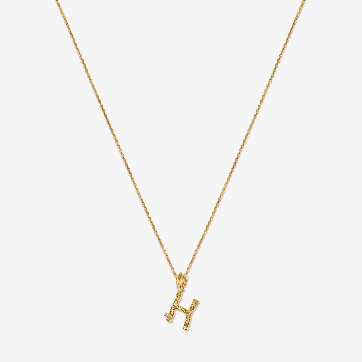 Moissanite Textured Letter Necklace