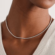 Moissanite Tennis Necklace 2mm - 18k White Gold Vermeil – Someone Moissanite Tennis Necklace 2mm - 18k White Gold Vermeil – Someone