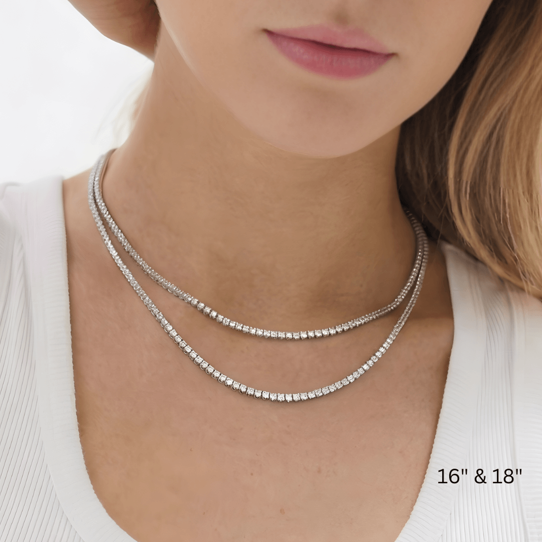 Moissanite Tennis Necklace 3mm - 18k Gold Vermeil – Someone & HerOwn Moissanite Tennis Necklace 3mm - 18k Gold Vermeil – Someone & HerOwn